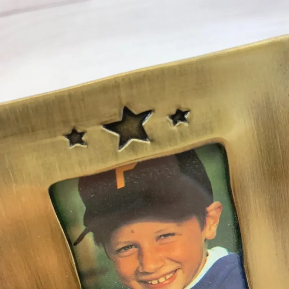 Gold Metal Picture Frames All Star Engraving Small Photo Holder Set of 2